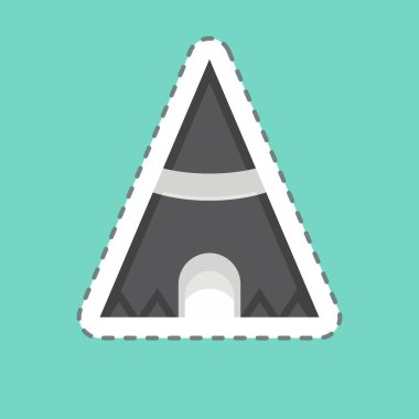 Çıkartma çizgisi çadırı kesti. Amerikan Yerli Sembolü ile ilgili. Basit tasarım düzenlenebilir