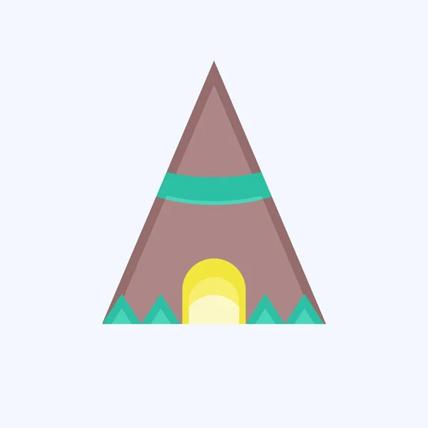 Icône Tipi Lié Symbole Autochtone Américain Style Plat Conception Simple — Image vectorielle