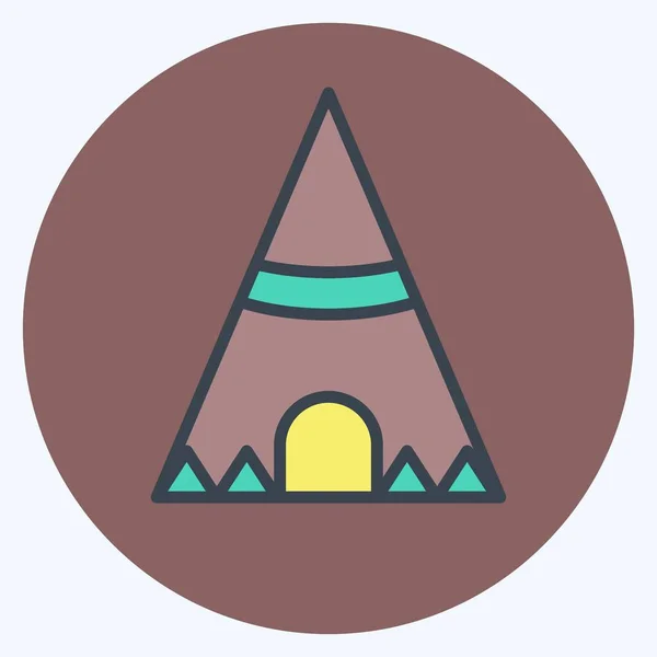Icône Tipi Lié Symbole Autochtone Américain Couleur Mate Style Conception — Image vectorielle