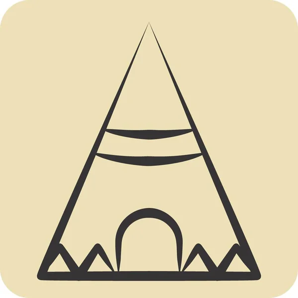 Icône Tipi Lié Symbole Autochtone Américain Style Dessiné Main Conception — Image vectorielle