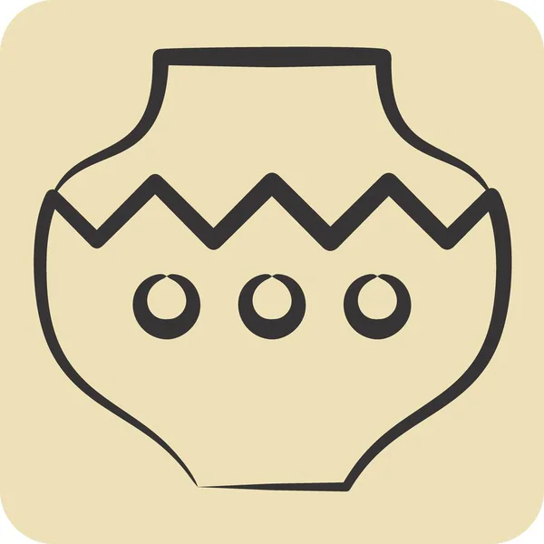 Icon Pot Относится Символу Американских Индейцев Ручной Стиль Простой Дизайн — стоковый вектор