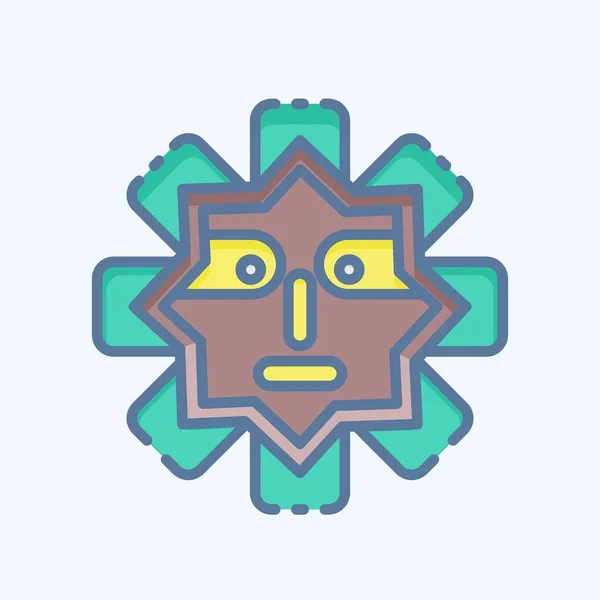 Máscara Ícone Relacionado Símbolo Indígena Americano Estilo Doodle Design Simples — Vetor de Stock