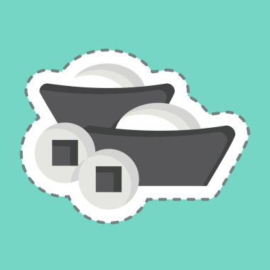 Etiket çizgisi Ingot 'u kesti. Çin Yeni Yıl sembolüyle ilgili. Basit tasarım düzenlenebilir