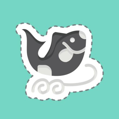 Etiket çizgisi Fishes 'i kesti. Çin Yeni Yıl sembolüyle ilgili. Basit tasarım düzenlenebilir