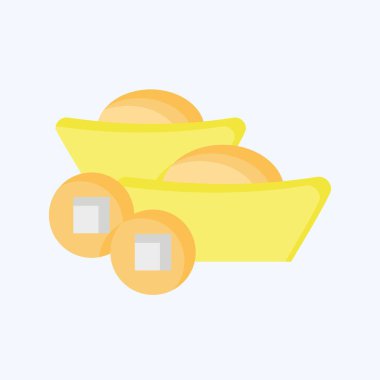 Simge Ingot. Çin Yeni Yıl sembolüyle ilgili. Düz stil. Basit tasarım düzenlenebilir