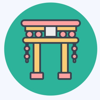 Icon Torii Kapısı. Çin Yeni Yıl sembolüyle ilgili. renk arkadaşı stili. Basit tasarım düzenlenebilir