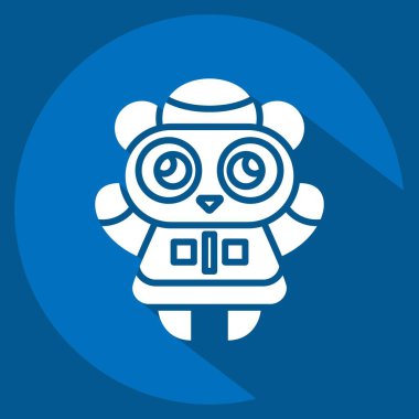 İkon Panda. Çin Yeni Yıl sembolüyle ilgili. Uzun gölge tarzı. Basit tasarım düzenlenebilir