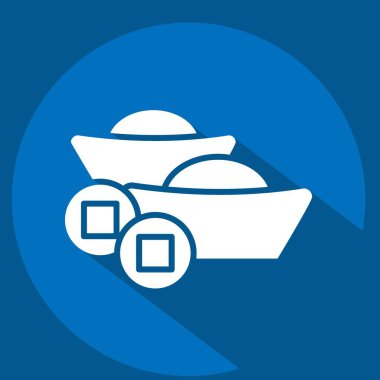 Simge Ingot. Çin Yeni Yıl sembolüyle ilgili. Uzun gölge tarzı. Basit tasarım düzenlenebilir