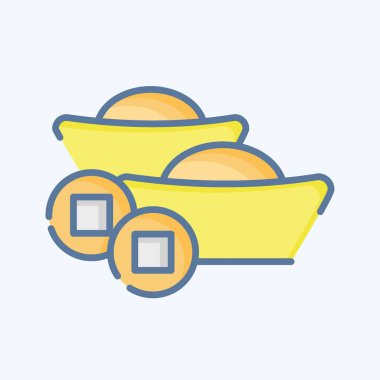 Simge Ingot. Çin Yeni Yıl sembolüyle ilgili. Karalama stili. Basit tasarım düzenlenebilir