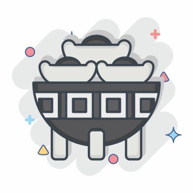 Simge kasesi. Çin Yeni Yıl sembolüyle ilgili. Çizgi roman. Basit tasarım düzenlenebilir