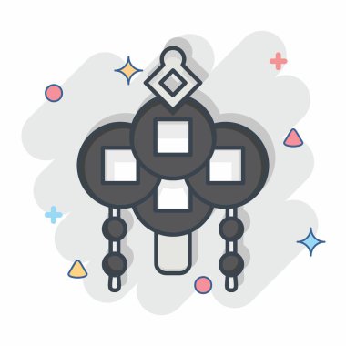 Simge Tılsımı. Çin Yeni Yıl sembolüyle ilgili. Çizgi roman. Basit tasarım düzenlenebilir