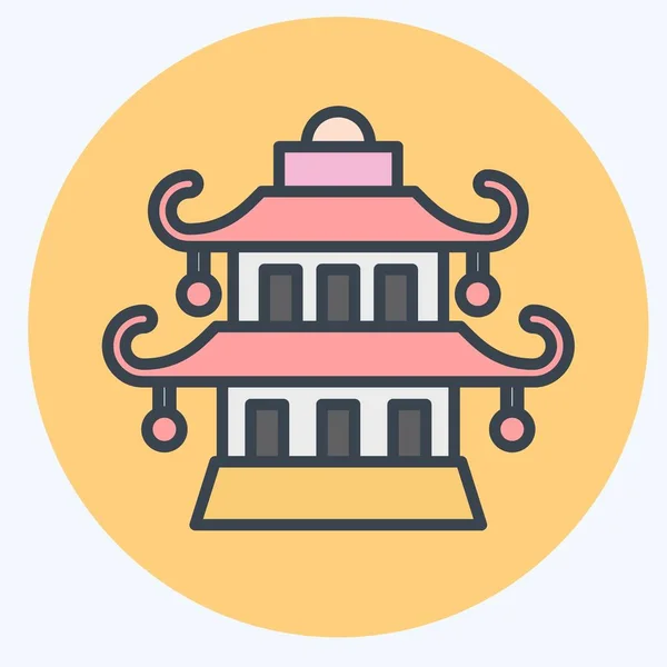 Ikoon Pagoda Gerelateerd Aan Chinees Nieuwjaar Symbool Kleurmaat Stijl Eenvoudig — Stockvector