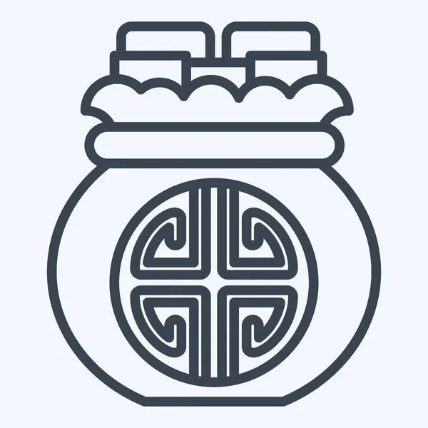 Icono Bolsa Dinero Relacionado Con Símbolo Año Nuevo Chino Estilo — Archivo Imágenes Vectoriales