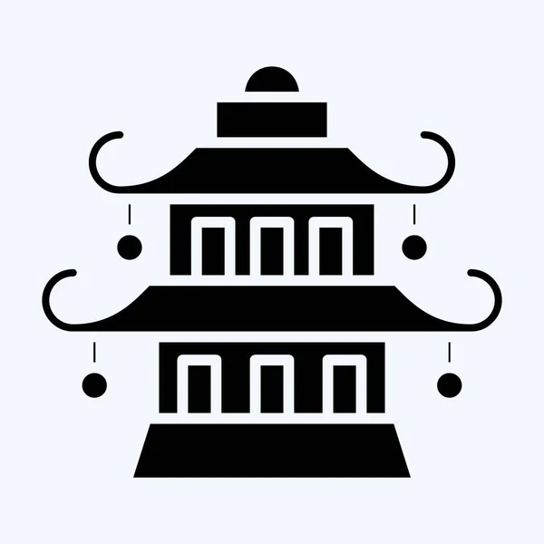 Икона Пагода Связано Символом Китайского Нового Года Стиле Глифа Простой — стоковый вектор
