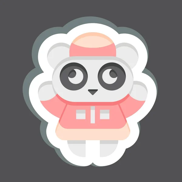 Samolepka Panda Související Symbolem Čínského Nového Roku Jednoduchý Design Upravitelný — Stockový vektor