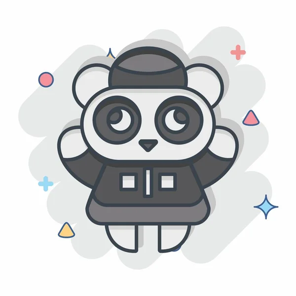 Icon Panda Související Symbolem Čínského Nového Roku Komický Styl Jednoduchý — Stockový vektor