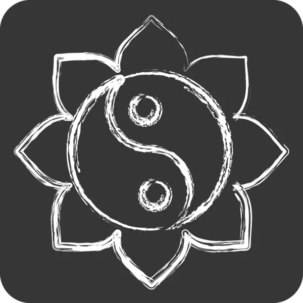 Icône Yin Yang Lié Symbole Nouvel Chinois Style Craie Conception — Image vectorielle