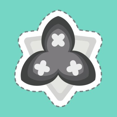 Etiket çizgisi Bougainvillea 'yı kesti. Çiçek sembolüyle ilgili. Basit dizayn edilebilir. Basit resimleme