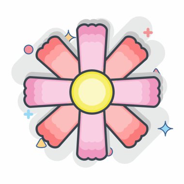 Simge Evreni. Çiçek sembolüyle ilgili. Çizgi roman. Basit dizayn edilebilir. Basit resimleme