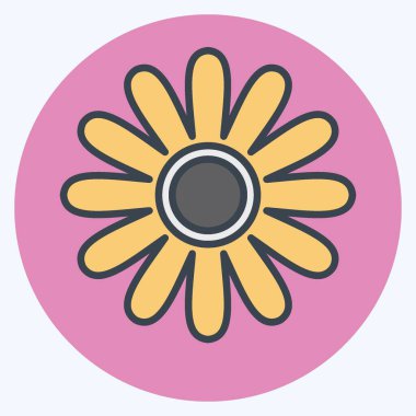 Icon Gloden Marguerite. Çiçek sembolüyle ilgili. renk arkadaşı stili. Basit dizayn edilebilir. Basit resimleme