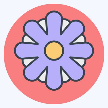 Simge Aster. Çiçek sembolüyle ilgili. renk arkadaşı stili. Basit dizayn edilebilir. Basit resimleme