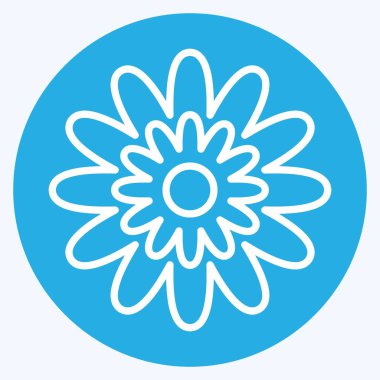 İkon Zinnia. Çiçek sembolüyle ilgili. Mavi gözlü. Basit dizayn edilebilir. Basit resimleme