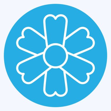 Icon Marigold. Çiçek sembolüyle ilgili. Mavi gözlü. Basit dizayn edilebilir. Basit resimleme