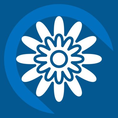 İkon Zinnia. Çiçek sembolüyle ilgili. Uzun gölge tarzı. Basit dizayn edilebilir. Basit resimleme