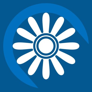 Icon Gloden Marguerite. Çiçek sembolüyle ilgili. Uzun gölge tarzı. Basit dizayn edilebilir. Basit resimleme