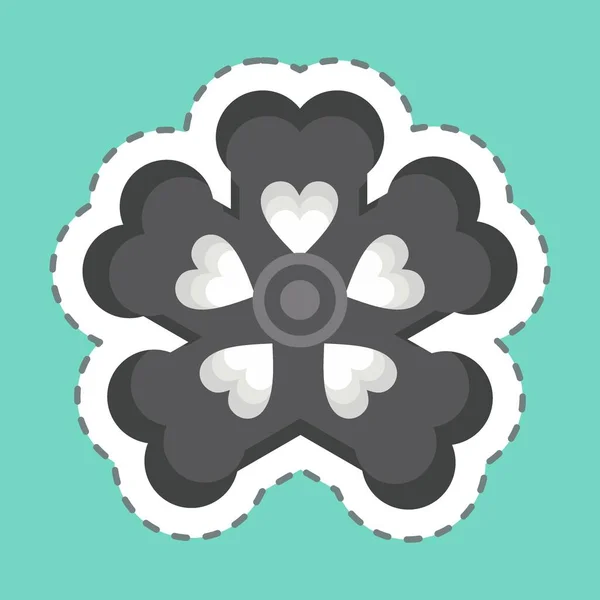 Sticker Lijn Doorgesneden Primrose Gerelateerd Aan Bloemen Symbool Eenvoudig Ontwerp — Stockvector