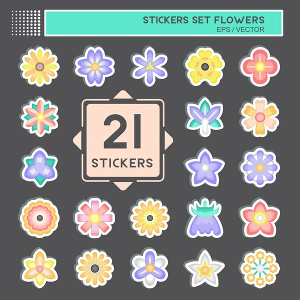 stock vector Sticker Set Flowers. related to Education symbol. simple design editable. simple illustration