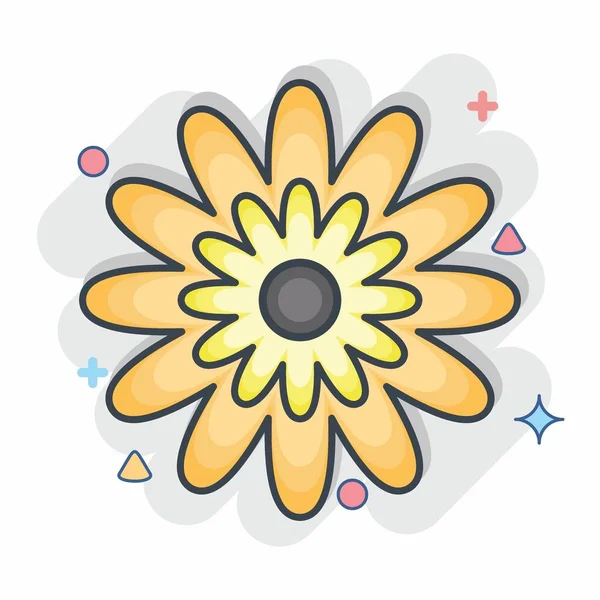 Icon Zinnia 与花的象征有关 滑稽风格 简单的设计可以编辑 简单的例子 — 图库矢量图片