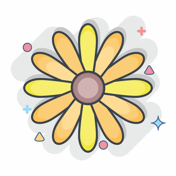 Icon Dahlia 与花的象征有关 滑稽风格 简单的设计可以编辑 简单的例子 — 图库矢量图片