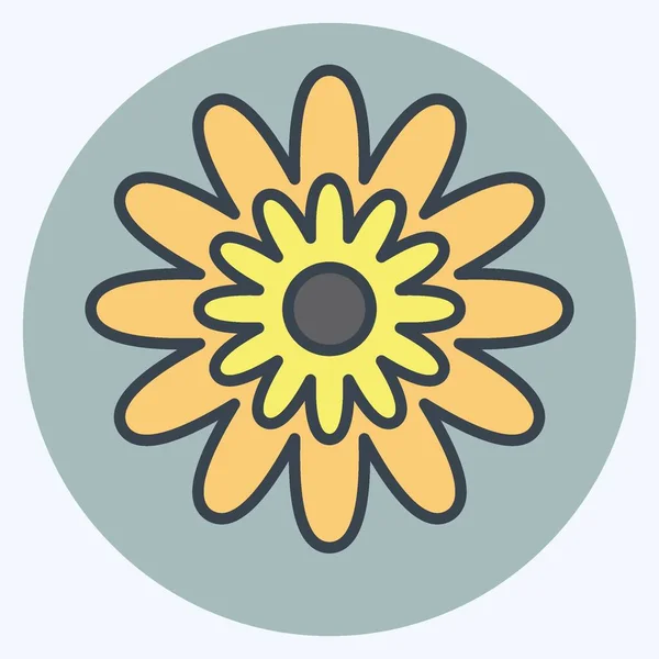 Ikoon Zinnia Gerelateerd Aan Bloemen Symbool Kleurmaat Stijl Eenvoudig Ontwerp — Stockvector