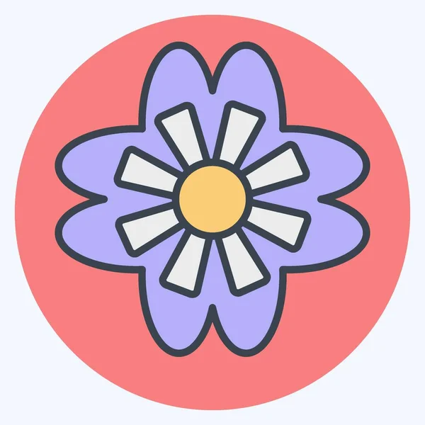 Икона Вайолет Относится Символу Flowers Цвет Мат Стиль Простой Дизайн — стоковый вектор