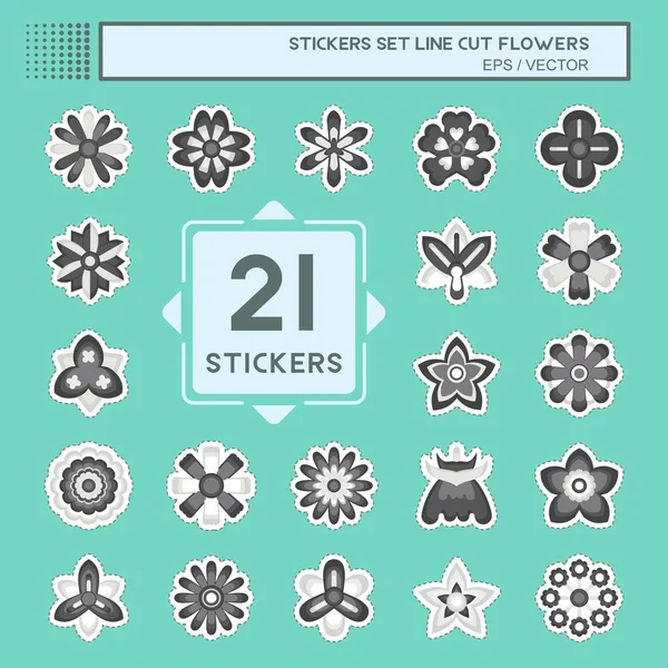 stock vector Sticker line cut Set Flowers. related to Education symbol. simple design editable. simple illustration