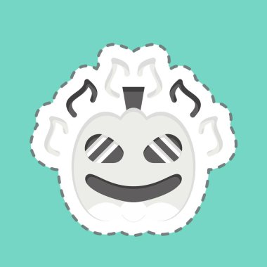 Çıkartma çizgisi Balkabağı 'nı kesti. Cadılar Bayramı sembolüyle ilgili. Basit dizayn edilebilir. Basit resimleme