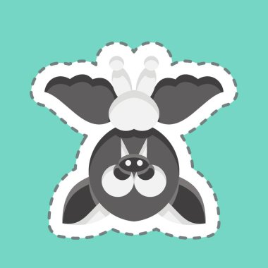 Çıkartma çizgisi yarasayı kesti. Cadılar Bayramı sembolüyle ilgili. Basit dizayn edilebilir. Basit resimleme