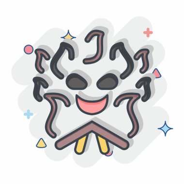 Icon Şenlik Ateşi. Cadılar Bayramı sembolüyle ilgili. Çizgi roman. Basit dizayn edilebilir. Basit resimleme