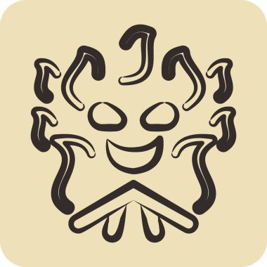 Icon Şenlik Ateşi. Cadılar Bayramı sembolüyle ilgili. El çizimi tarzı. Basit dizayn edilebilir. Basit resimleme