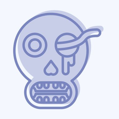 Simge kemikleri. Cadılar Bayramı sembolüyle ilgili. İki ton stili. Basit dizayn edilebilir. Basit resimleme