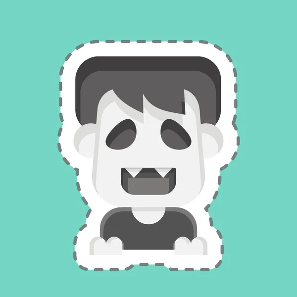 Sticker Line Cut Ghost Související Symbolem Halloweenu Jednoduchý Design Upravitelný — Stockový vektor