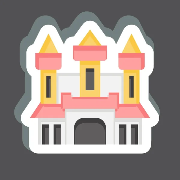 Istana Stiker Terkait Dengan Simbol Halloween Desain Sederhana Dapat Disunting - Stok Vektor