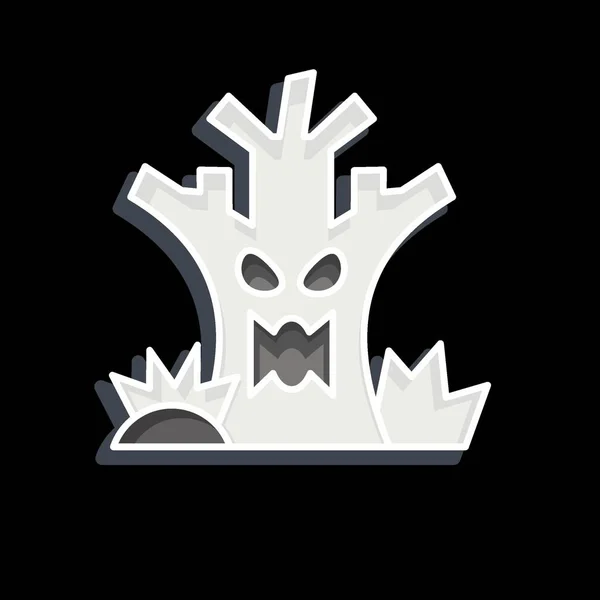 Árvore Morte Ícone Relacionado Com Símbolo Halloween Estilo Brilhante Design — Vetor de Stock