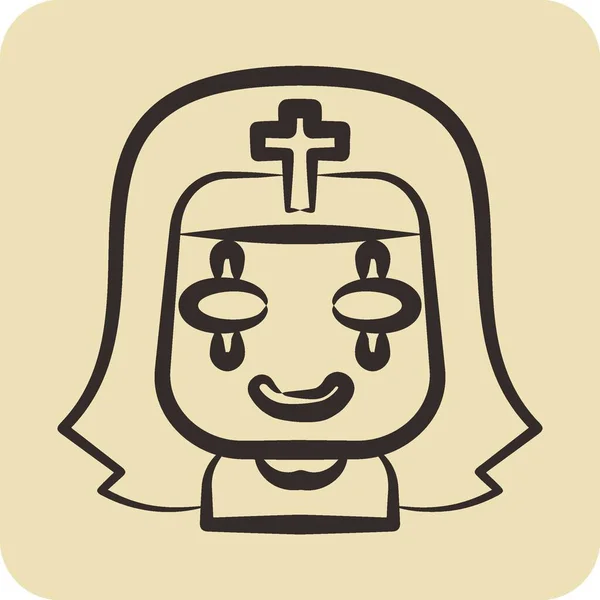 Icon Nun Relacionado Com Símbolo Halloween Estilo Desenhado Mão Design —  Vetores de Stock