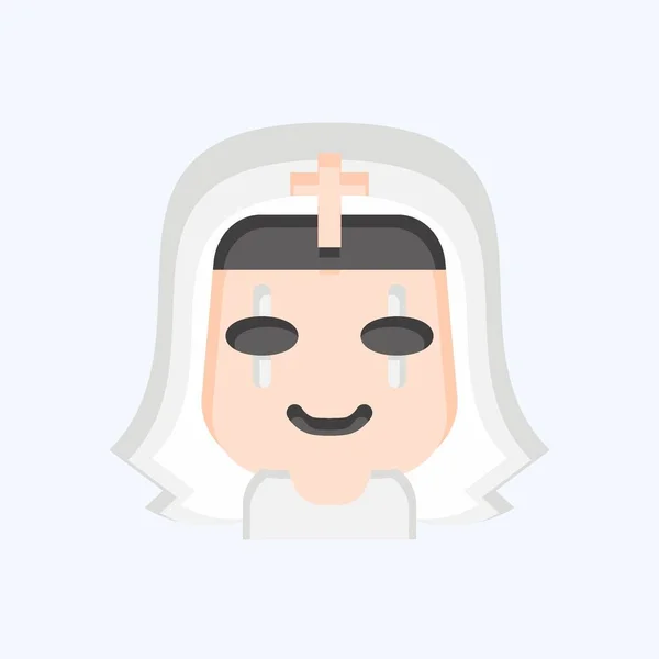 伊康修女Icon Nun 与万圣节的象征有关 平坦的风格 简单的设计可以编辑 简单的例子 — 图库矢量图片