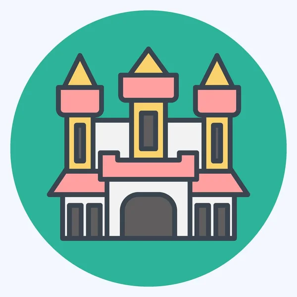 Иконный Замок Связано Символом Хэллоуина Цвет Мат Стиль Простой Дизайн — стоковый вектор