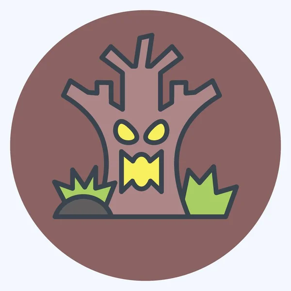 Ikona Drzewa Śmierci Związane Symbolem Halloween Styl Kolorystyczny Prosty Projekt — Wektor stockowy
