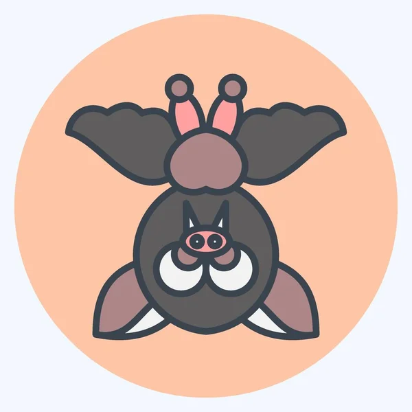 Икона Летучая Мышь Связано Символом Хэллоуина Цвет Мат Стиль Простой — стоковый вектор