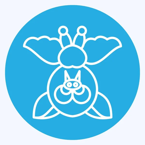 Икона Летучая Мышь Связано Символом Хэллоуина Голубые Глаза Простой Дизайн — стоковый вектор